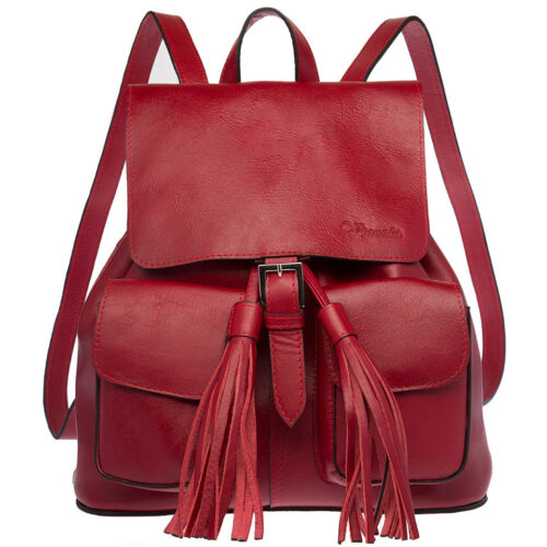 Backpack roja de piel para mujer VIANALA