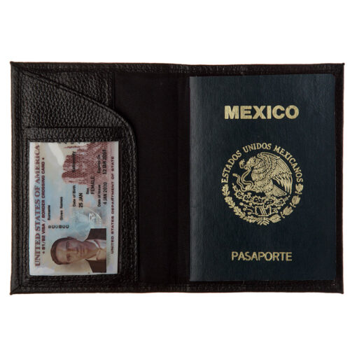 porta pasaporte piel personalizado negro Akumal