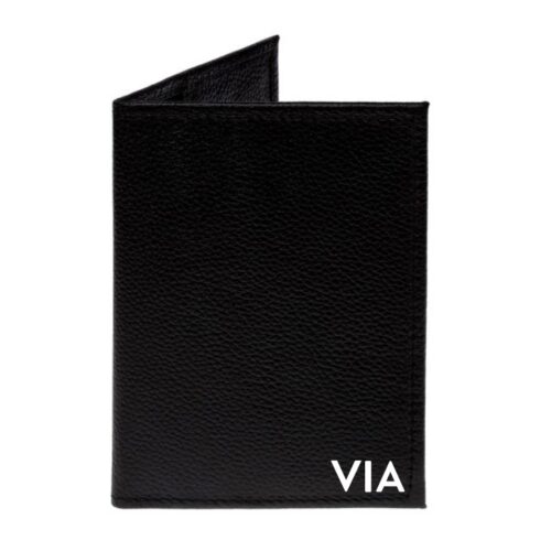 porta pasaporte piel personalizado negro