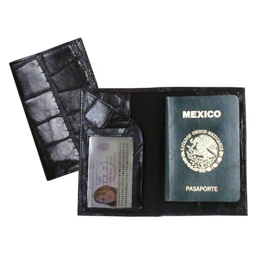 Porta pasaporte croco negro VIANALA