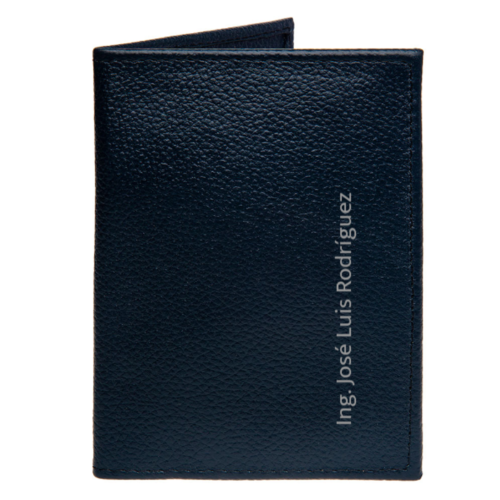 porta pasaporte piel personalizado azul