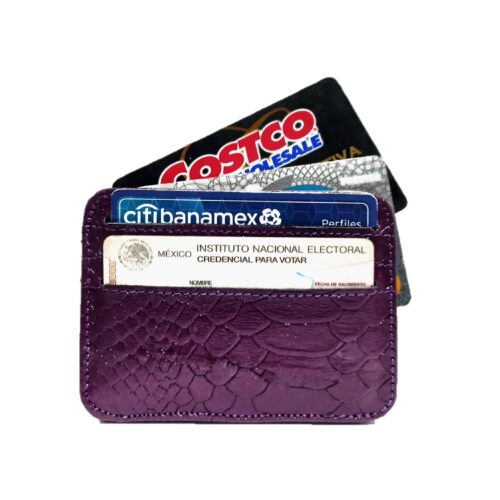 tarjetero personalizado iniciales morado uva tarjeteros de piel para mujer