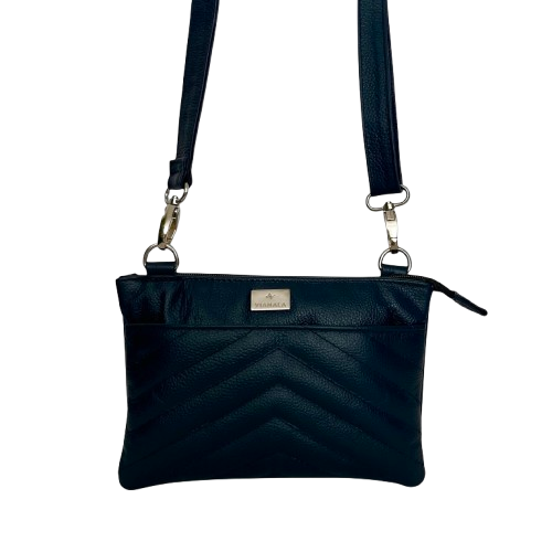 Bolsa crossbody de piel para mujer color azul marino