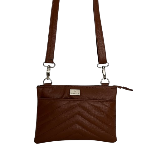 Bolsa de piel para mujer crossbody cruzada miel café