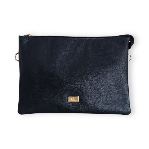 Bolsa crossbody azul marino de piel para mujer