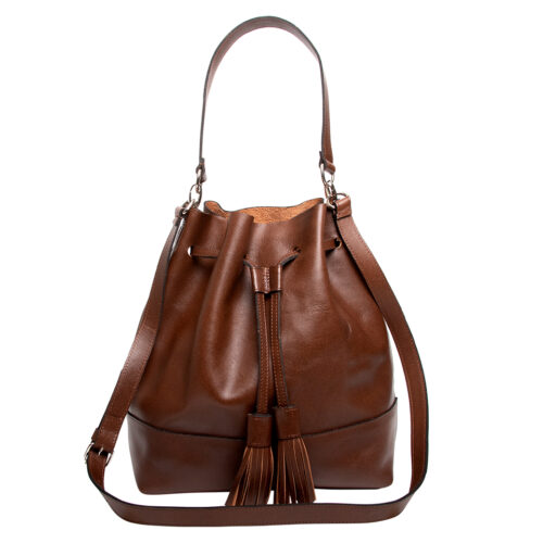 Bolso cafe bucket de piel. Bolsa de piel para mujer bucket saco. VIANALA