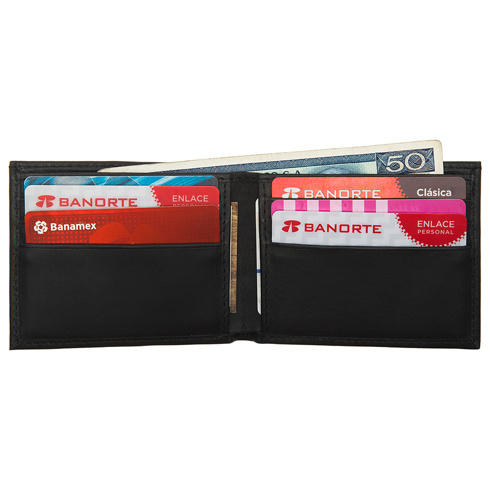 Cartera de piel genuina negra