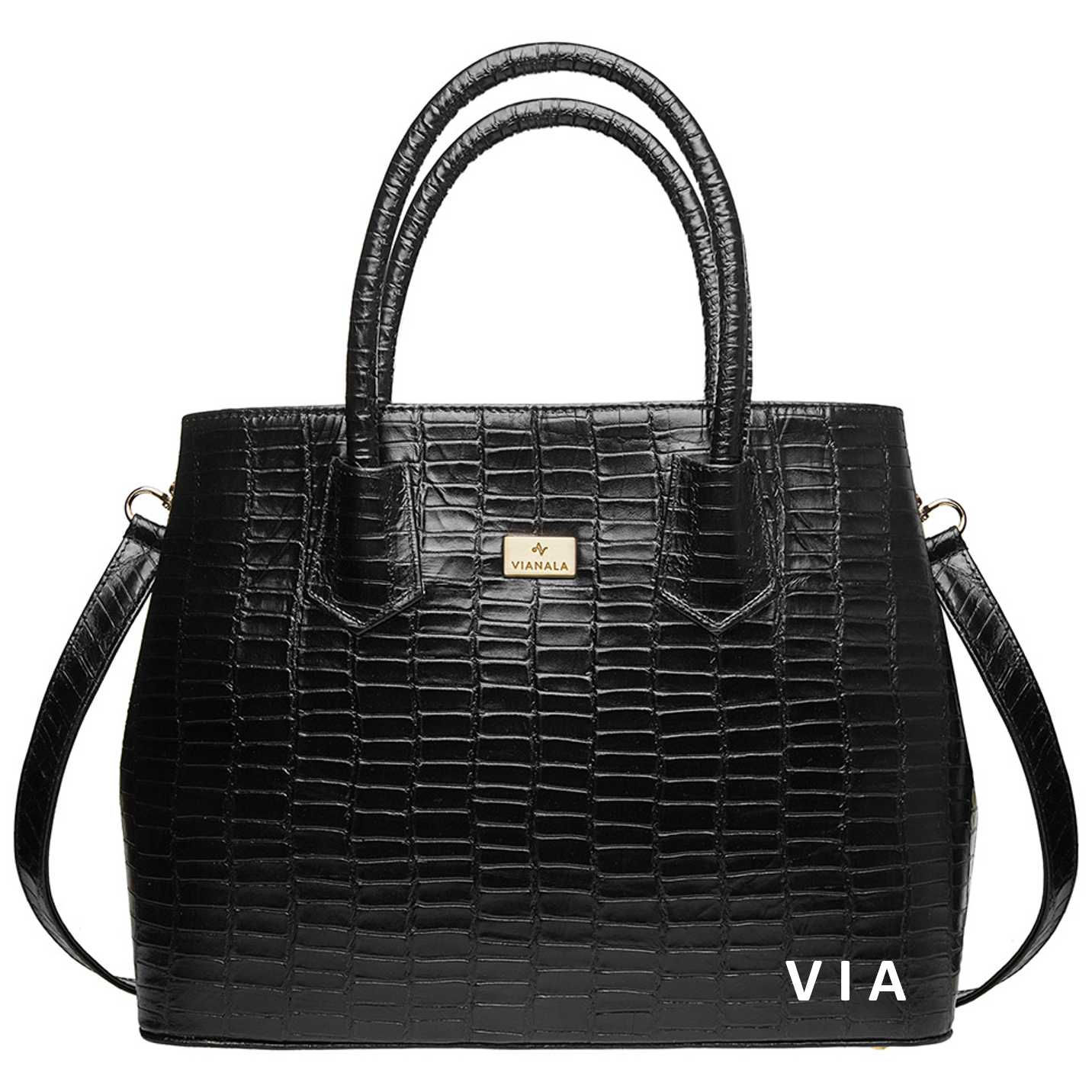Bolsa de Mano Cadereyta Croco Negro Personalizada