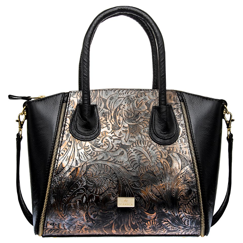 Bolsa artesanal Zicatela negro cincelado